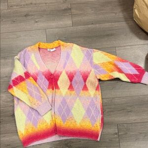 Zara Multicolor Argyle Cardigan